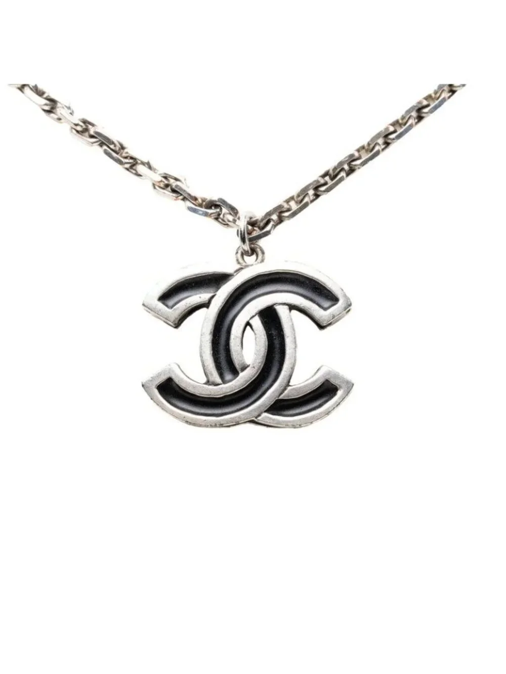 Chanel CC Logo Chain Pendant Silver Metal